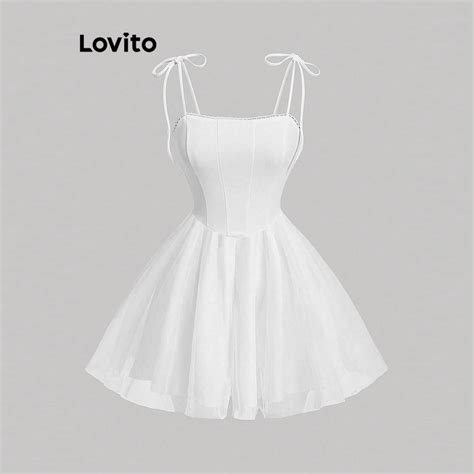 Lovito Casual Vestido Feminino Liso Amarrado Camadas E Costura No