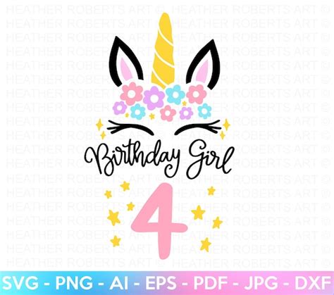 Fourth Unicorn Birthday Svg 4th Birthday Shirt Svg Unicorn Etsy