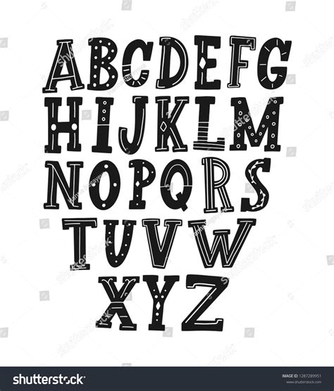 Hand Drawn Font Vector Alphabet Isolated Stock Vector Royalty Free