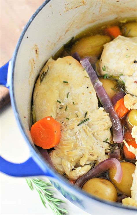 Dutch Oven Chicken Breast With Potatoes And Carrots Vegetables