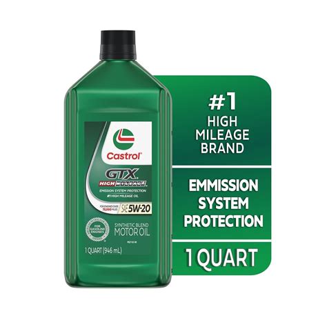 Castrol Gtx High Mileage Synthetic Blend Engine Oil W Quart