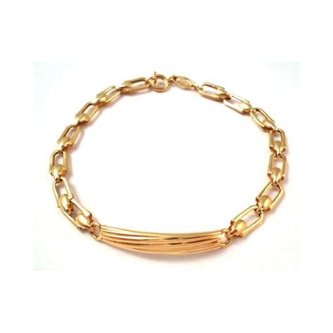 Bracciale Catena Con Piastrina In Oro Giallo Kt