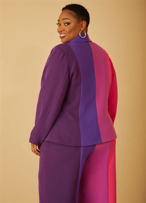 Plus Size Colorblock Blazer Plus Size Jacket Plus Size Work Set