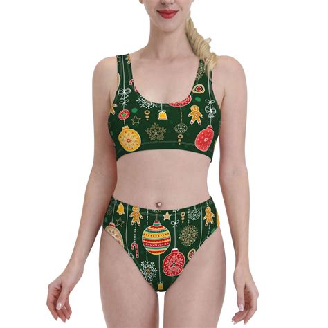 Haiem Christmas Women S High Waisted Bikini Set Two Piece Bathing Suits