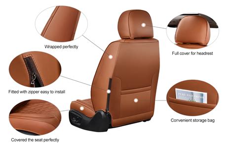 Tinraiyang Car Seat Covers Full Set Breathable Leather Automotive Front And Rear