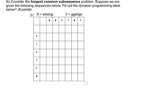 Solved B Consider The Longest Common Subsequence Problem Chegg