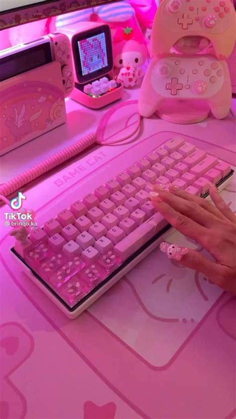 Pink aesthetic setup keyboard asmr