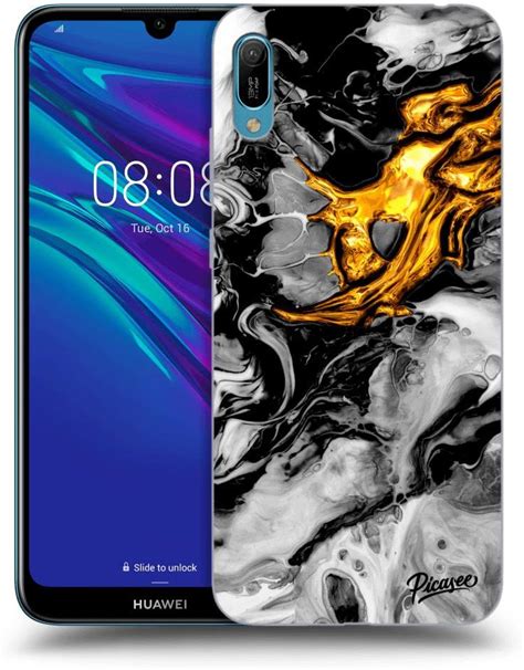 SILIKONOWE PRZEŹROCZYSTE ETUI NA HUAWEI Y6 2019 BLACK GOLD 2 Etui