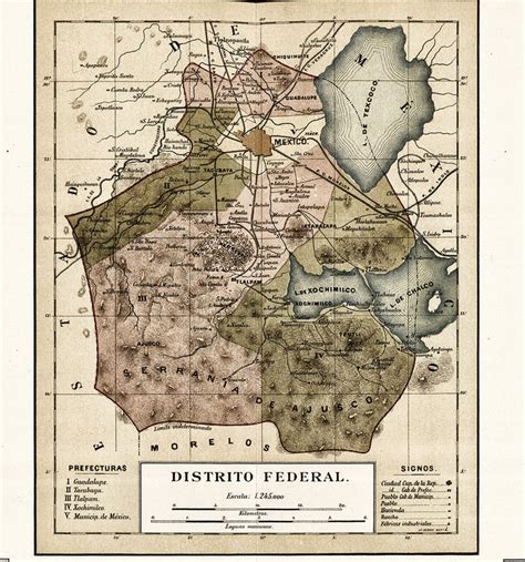 Map of Distrito Federal Mexico 1886. Vintage Restoration | Etsy