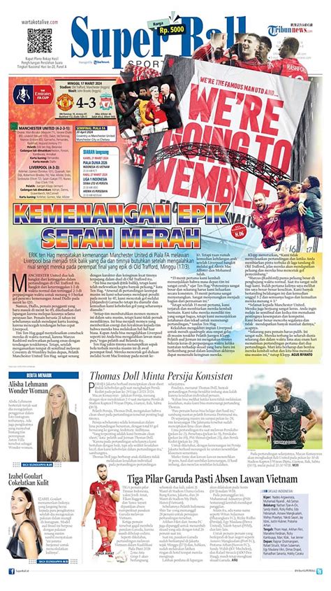 SUPER BALL Edisi Selasa 19 Maret 2024 SUPER BALL Jejak Penerbitan Koran