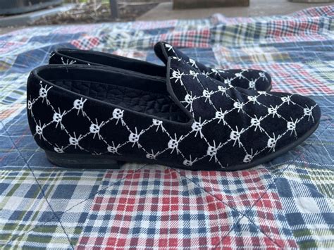 Steve Madden Men S Skull Velvet Smoking Loafers Sz 8  Gem