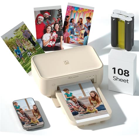 4x6 Photo Printer with 108 Sheets & 2 Ribbons - Dye Sublimation