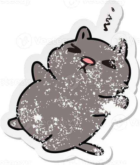 Distressed Sticker Of A Quirky Hand Drawn Cartoon Cat 43397033 PNG