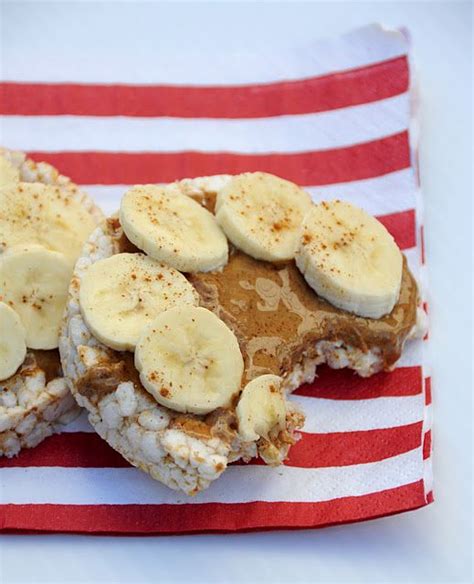 Rice Cake Almond Butter Bananas Cinnamon Snacks Vegan Snacks Yummy Food