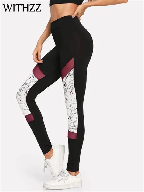 Withzz Mesh Print Leggings Women Leggins Elbows For Fitness Legins Workout Jeggings Tayt