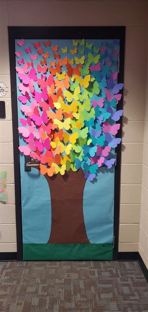 Spring Classroom Butterfly Door Cricut And Neon Cardstock Spring Classroom Door School Door