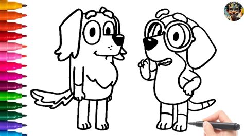 Drawing Bluey Characters Honey And Mrs Retriever Bluey Drawing Book