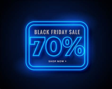 Free Vector Black Friday Sale Banner In Blue Glowing Neon Lights