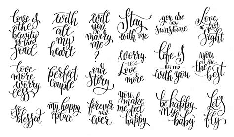 Premium Vector Set Of Black And White Hand Written Lettering About