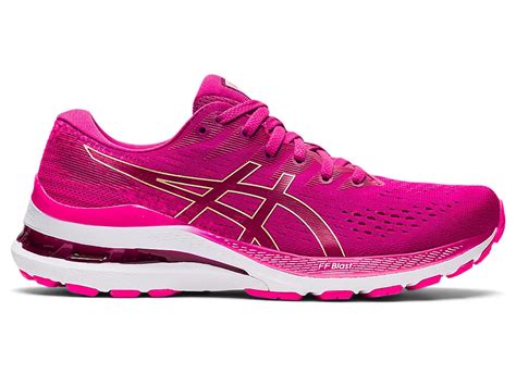 Gel Kayano 28 Women Fuchsia Redpink Glo Womens Running Shoes Asics Outlet Uk