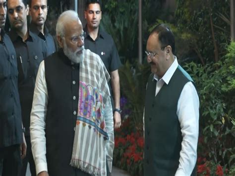 Pm Modi Arrives At Bjp Headquarters For Central Election Committee Meeting