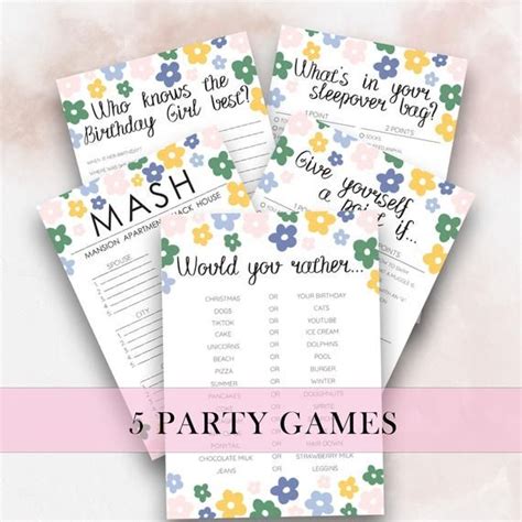 Slumber Party Games Bundle Girls Party Games Sleepover Party Etsy Artofit