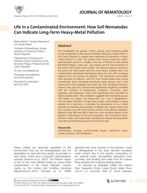 PDF Life In A Contaminated Environment How Soil Nematodes Can