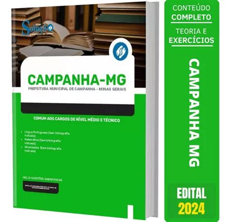 Apostila Prefeitura Campanha Mg 2024 Comum Aos Cargos Nível Frete grátis