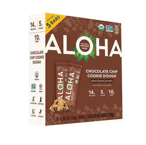 Aloha Plant Based Protein Bars Chocolate Chip Cookie Dough G