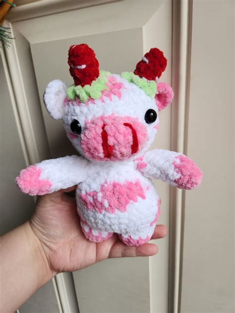 Strawberry Cow Plushie Etsy