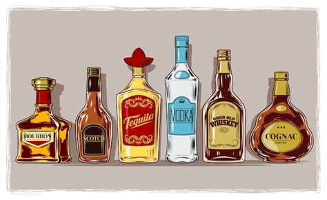 Vector Conjunto De Botellas Con Alcohol Y Copas Descargar Vectores Gratis