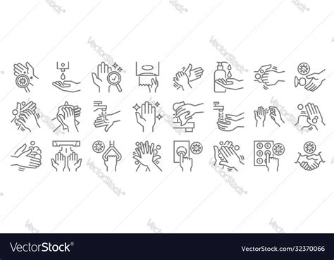 Hand Washing Line Icons Linear Set Quality Line Vector Image