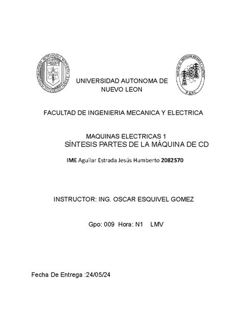 Sintesis Partes Mcd Resumen Máquinas Eléctricas Universidad