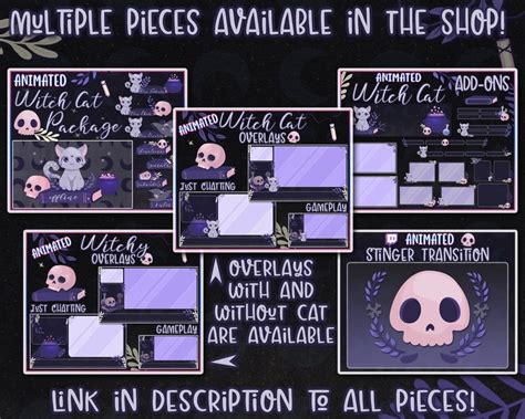 Animated Witch Cat Package Twitch Streamer Bundle Moon Cat Etsy