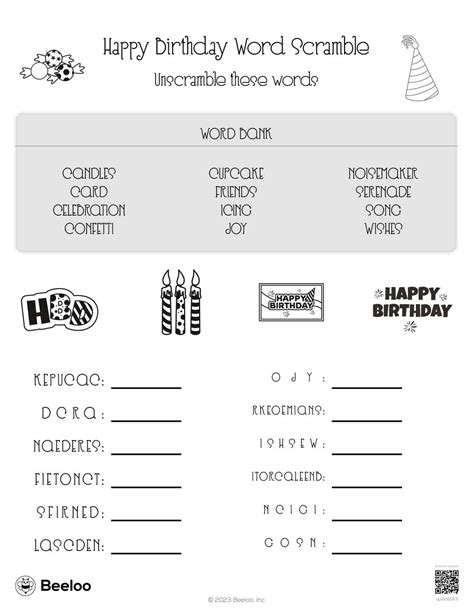 Happy Birthday Word Scramble • Beeloo Printable Crafts And Activities