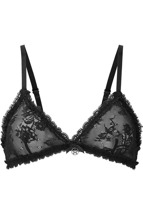 Brassière en dentelle transparente noire noeud et pentagramme KILLSTAR lingerie sexy JAPAN