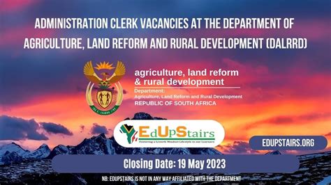 Administration Clerk Vacancies At The Department Of Agriculture Land