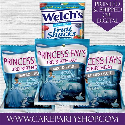 Cinderella Fruit Snacks Favors Custom Fruit Snacks Princess Etsy In