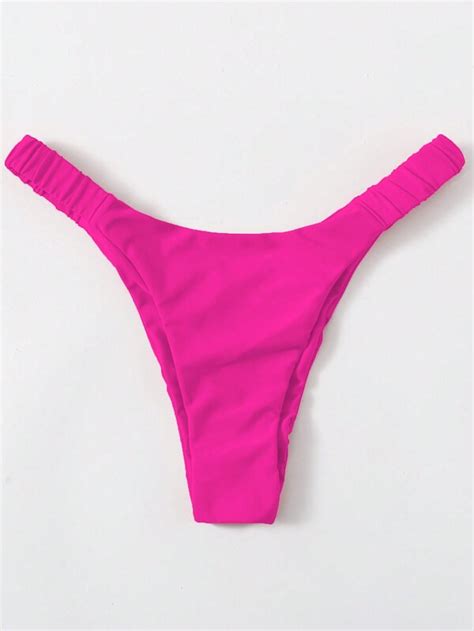 SHEIN Swim Basics Ruched Side High Cut Bikini Bottom SHEIN USA