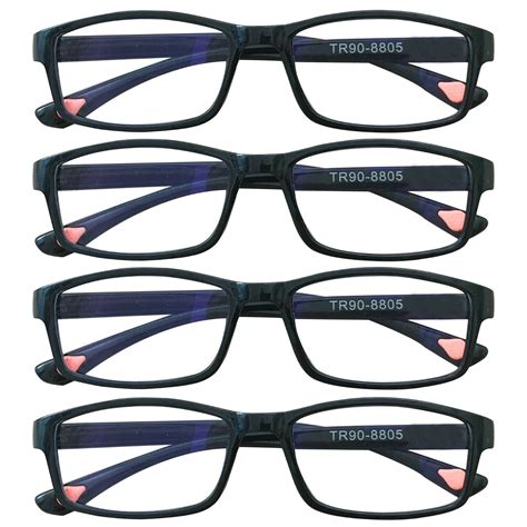 4 Packs Unisex Fashion Rectangular Reading Glasses Blue Light Blocking Readers For Men Women 1