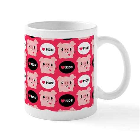 Cafepress Kawaii I Love Pigs Mug 11 Oz Ceramic Mug Novelty Coffee