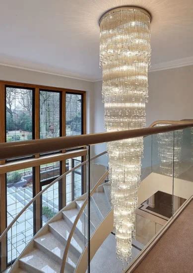 Modern Luxury Custom Long Crystal Stair Lighting Fixtures Modern Led