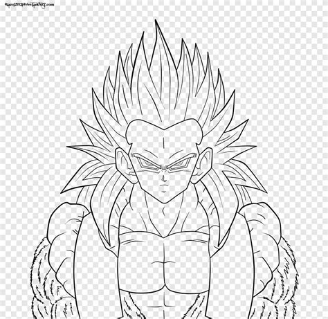 Gotenks Gohan Line Art Trunks Goku White Monochrome Png Pngegg