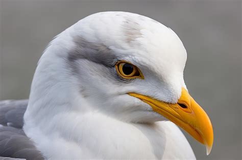 Premium Photo A Seagull With Yellow Eyes And A Black Beak
