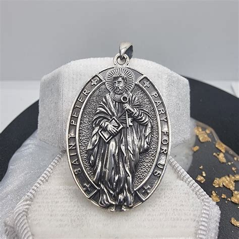 Saint Peter The Apostle Medallion Pendant Crossed Keys Emblem Symbol Of