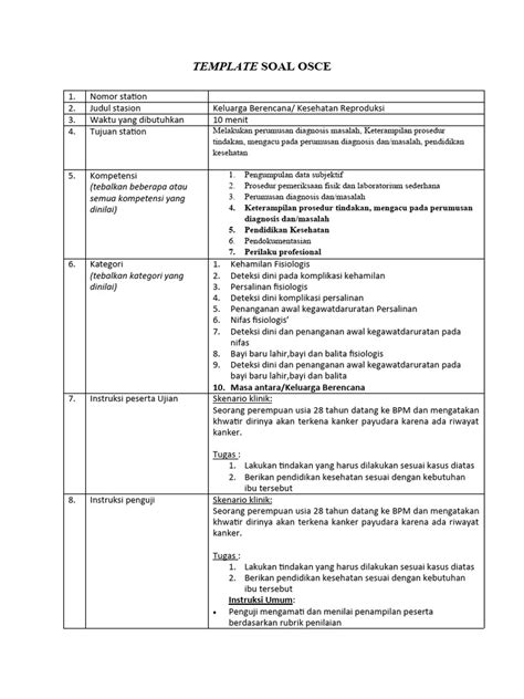 Template Soal Osce Sadari Pdf