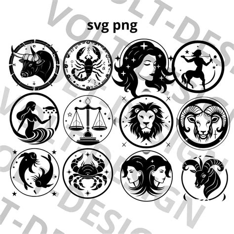 Signos Del Zod Aco Paquete Svg Vector Corte Archivo Zodiaco Astrolog A