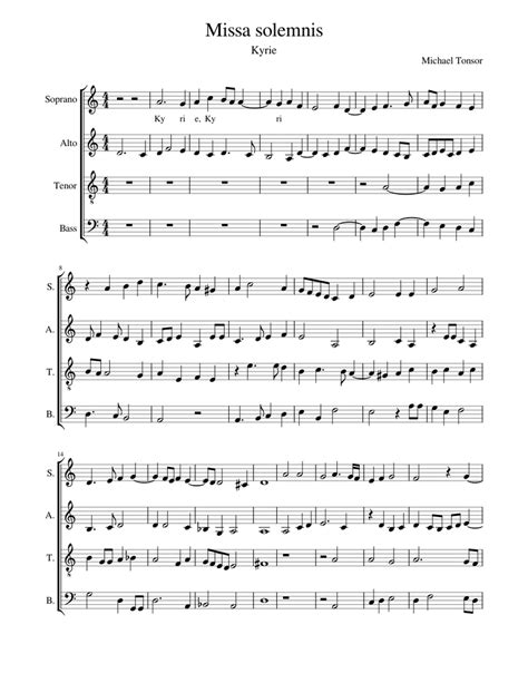 Missasolemniskyrie Sheet Music For Soprano Alto Tenor Bass Voice