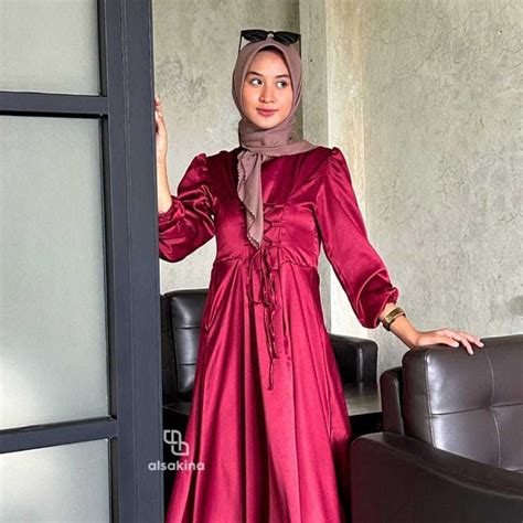 Jual Gamis Satin Viral 2024 Amara Mila Aurora Dress Kekinian