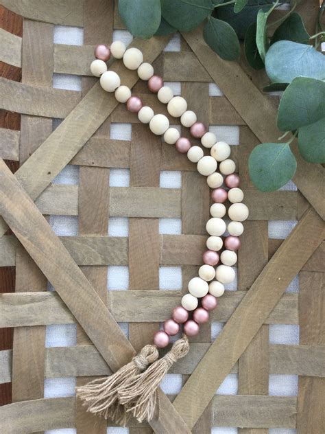 Rose Gold Bead Garland Easter Bead Garland Wood Bead Etsy